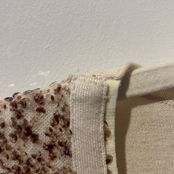 Chico's 0 Small Cardigan w/ Neutral Sequins Cream 3/4 Sleeves * - Picture 5 of 9